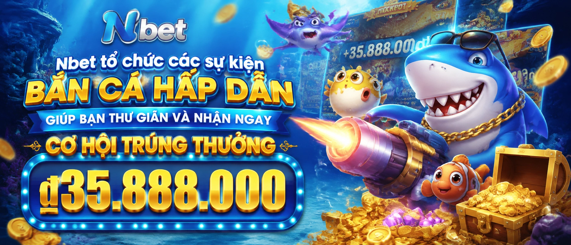 Giao diện Bắn Cá nbet với chủ đề đại dương và sảnh game gọn