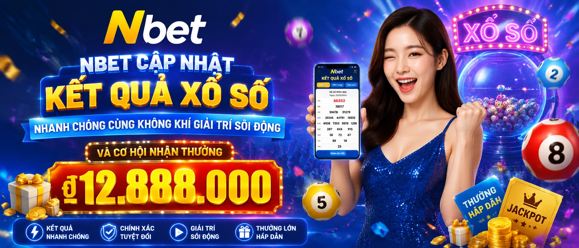 NBET Xổ Số - giao diện tra cứu kết quả theo khu vực